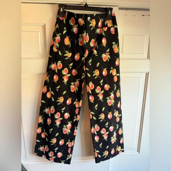 Anthropologie Maeve Black/ peaches Women's Pants size 25 - Picture 4 of 8